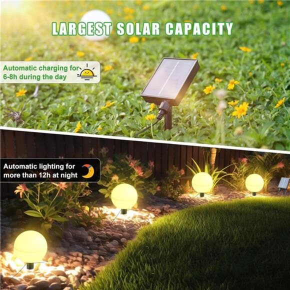 5 Pack Solar Globe Lights for Outside Color Changing Solar Garden Landscape - Picture 4 of 7